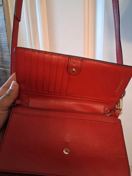 Michael Kors Red Pebbled Leather Crossbody - Picture 2 of 3